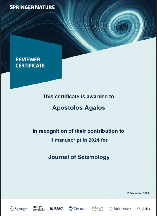 Paper reviewer for Journal of Seismology
